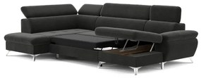 Canapea colțar extensibilă cu spațiu depozitare U CATANIA stânga grafit