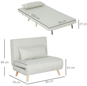 HOMCOM Fotoliu Pat 3 in 1 cu Spatar Rabatabil, Bej