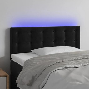 vidaXL Tăblie de pat cu LED, negru, 80x5x78/88 cm, catifea