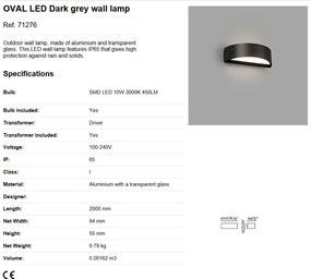 Aplica LED de exterior ambientala design modern IP65 OVAL