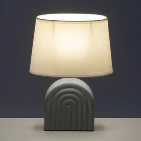 Veioză albă/gri din ceramică cu abajur textil (înălțime 31 cm) – Casa Selección