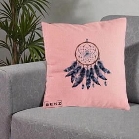 Perna Personalizata Prinzator de Vise cu Pene Albastre, 40x40 cm, Roz, Husa Detasabila, Perna Inclusa, BEKZ®