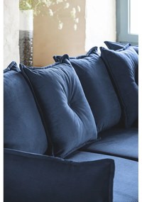 Colțar albastru închis extensibil cu tapițerie din catifea reiată (colț dreapta) Lazy Lukka – Miuform