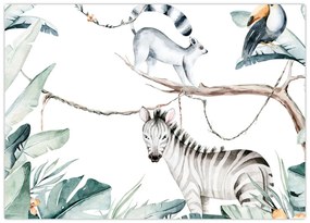 Tablou pe sticlă - Animale exotice (70x50 cm)