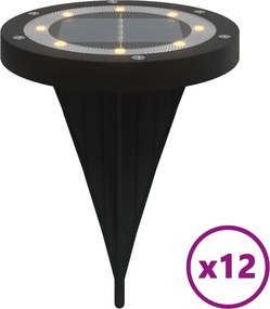vidaXL Lămpi solare cu țăruși de sol pentru exterior, 12 buc. alb cald