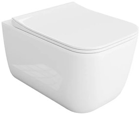 Set vas WC suspendat Rune Bragi Rimless alb si capac slim softclose