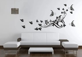 Autocolant de perete pentru interior cu flori, fluturi și frunze 80 x 160 cm