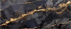 Tablou - Negru - decor auriu (120x50 cm)