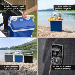 Geantă frigorifică electrică First Austria FA-5170-BU, 58W, 32 L, clasa E, separator intern, 12/220/240 V, albastru/alb