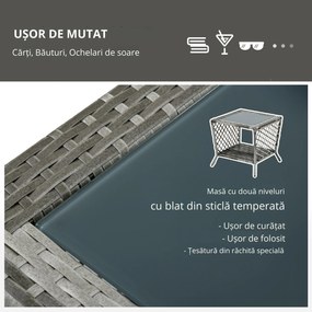 Outsunny 2 bucati sezlong din rattan din PE, mobilier pentru scaune reglabile din rachita, sezlong de gradina | Aosom Romania