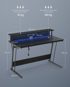 Birou Vasagle Negru 120x60x91 cm