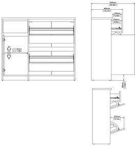 Pantofar în culoare naturală cu deschidere înclinată cu aspect de lemn de stejar 109x93x32 cm Naia – Tvilum