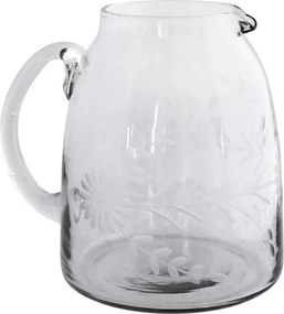 Carafă din sticlă transparentă, cu motive florale gravate, 14,5×17,5 cm, „Etched Floral"