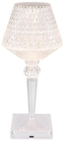 Lampa de masa cu baterii, plastic transparent cu efect de cristal Gixi alb
