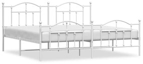 353512 vidaXL Cadru de pat metalic cu tăblie de cap/picioare, alb, 193x203 cm