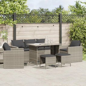 vidaXL Set canapele de grădină cu perne, 6 piese gri deschis poliratan