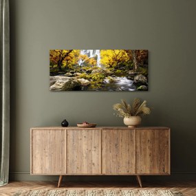 Tablou - Cascade în peisaj de toamnă, galben (120x50 cm)