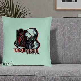 Perna Personalizata Tokyo Ghoul Ken Kaneki Anime, 40x40 cm, Verde Menta, Husa Detasabila, Perna Inclusa, BEKZ®