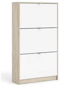 Pantofar alb/în culoare naturală cu deschidere înclinată cu aspect de lemn de stejar Shoes – Tvilum