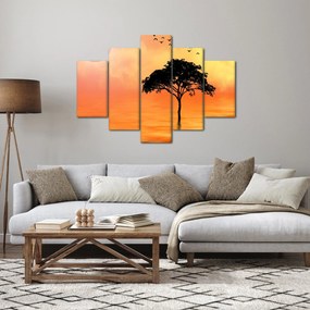 Tablou cu copac în apus de soare (150x105 cm)
