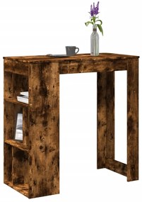 vidaXL Masă de bar cu rafturi, stejar fumuriu, 102x50x103,5 cm, lemn