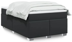 vidaXL Pat continental cu saltea, negru, 120x200 cm, piele ecologică