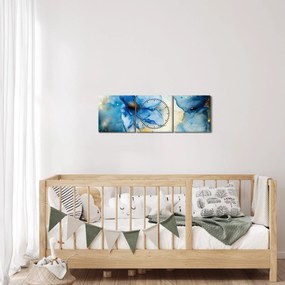 Tablou - Floral, pictură cu cerneală (cu ceas) (90x30 cm)