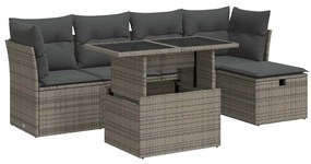 3327770 vidaXL Set mobilier grădină cu perne, 6 piese, gri, poliratan