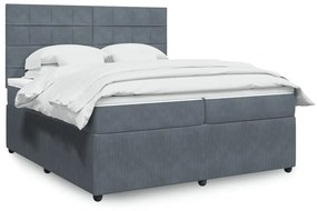 3292431 vidaXL Pat box spring cu saltea, gri închis, 200x200 cm, catifea