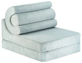 Fotoliu pentru copii verde mentă cu tapițerie din catifea reiată Flipster – Wigiwama