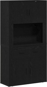 vidaXL Highboard cu sertar Stejar negru 80 x 33 x 150 cm Lemn compozit