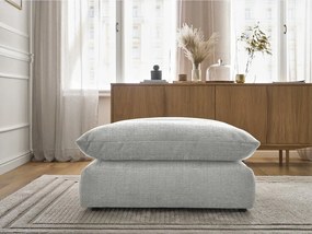 Taburet gri deschis cu tapițerie din chenille Neil – Bobochic Paris