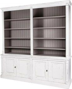 Bibliotecă clasică din lemn masiv cu rafturi și uși, finisaj antichizat, 220×50×227 cm, „Apothicaire"