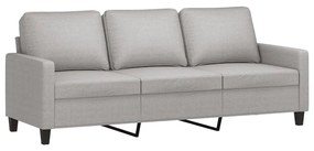 Canapea cu 3 locuri si taburet, gri deschis, 180 cm, textil