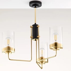 Jupiter 2087 - Lustru cu tija RAMIREZ 3xE27/15W/230V auriu/negru