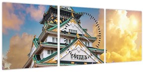 Tablou - Castelul Osaka (cu ceas) (90x30 cm)