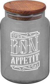Borcan cu capac 503HRN1186, transparent/maro, sticla/lemn, 890 ml