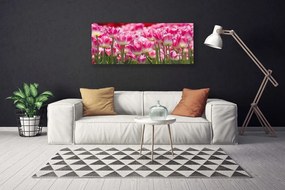 Tablou pe panza canvas Lalele Floral Verde Alb Roșu