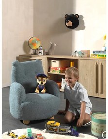 Fotoliu de copii albastru cu tapițerie din țesătură bouclé Rocky – Vipack