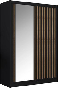 Dulap cu bara LADDER, negru/stejar craft, PAL melaminat, cu 2 usi, 150