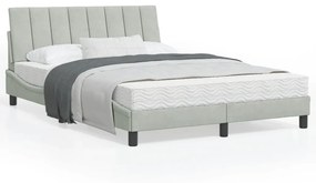 3207849 vidaXL Cadru de pat cu tăblie, gri deschis, 140x200 cm, catifea