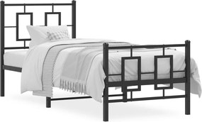 vidaXL Cadru pat metalic cu tăblii de cap/picioare, negru, 75x190 cm
