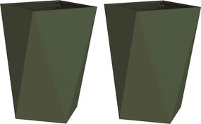 vidaXL Jardinieră 2 pcs Verde măsliniu 50 x 50 x 75 cm Oțel