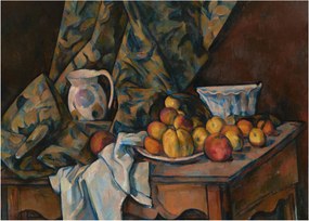 Tablou pe sticlă - Paul Cézanne, Still Life with Apples and Peaches, reproducere (70x50 cm)