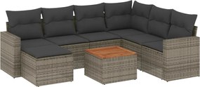 vidaXL Set canapele de grădină cu perne, 8 piese, gri, poliratan