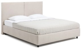 Pat matrimonial bej tapițat cu spațiu de depozitare cu somieră 160x200 cm Myra Bold – Bonami Selection