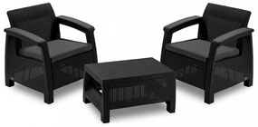 Set de mobilier de grădină Corfu Weekend Set, culoare grafit, cu perne gri deschis