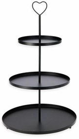 Suport metalic cu 3 etaje, 30 × 30 × 48 cm, negru