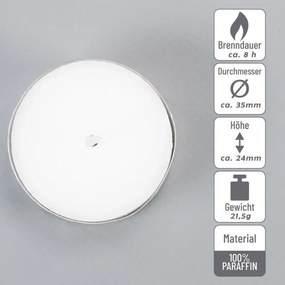 Lumini  albe, fără parfum, albe 100 buc, 8 ore de ardere