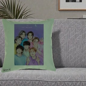Perna Personalizata K-pop BTS Our Universe Fanart Violet Pastel, 40x40 cm, Verde, Husa Detasabila, Perna Inclusa, BEKZ®